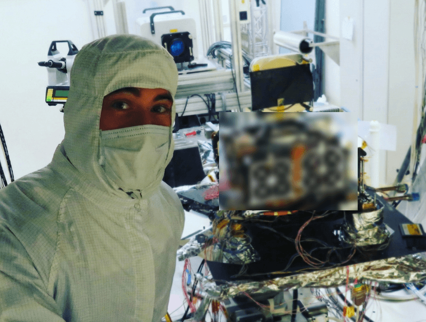 Lucas Salvador during spacecraft thermal vacuum testing